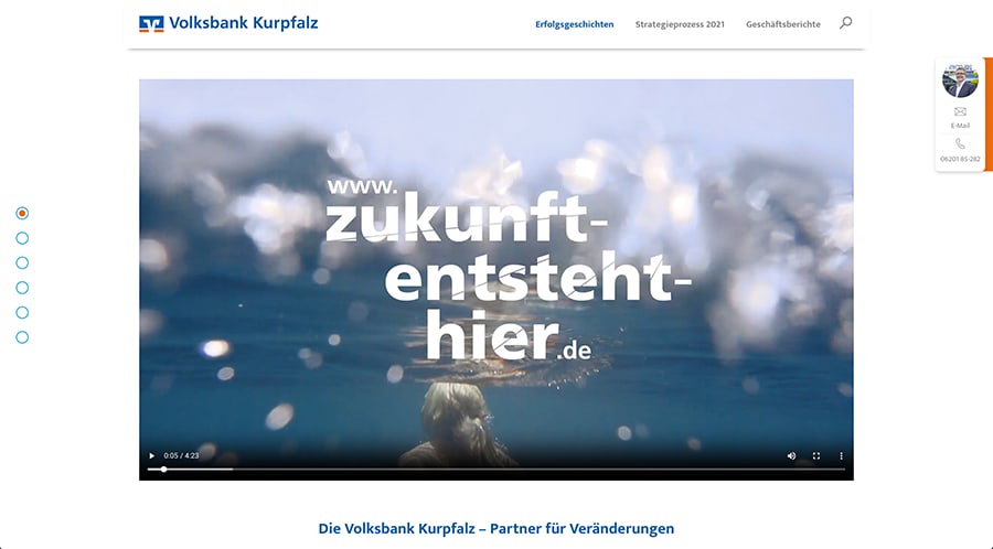 Klickpark, die betreuende Digitalagentur aus Mannheim, hat den Auftrag erhalten, einen Online-Geschäftsbericht für die Volksbank Kurpfalz zu entwickeln. So entstand die Online-Plattform