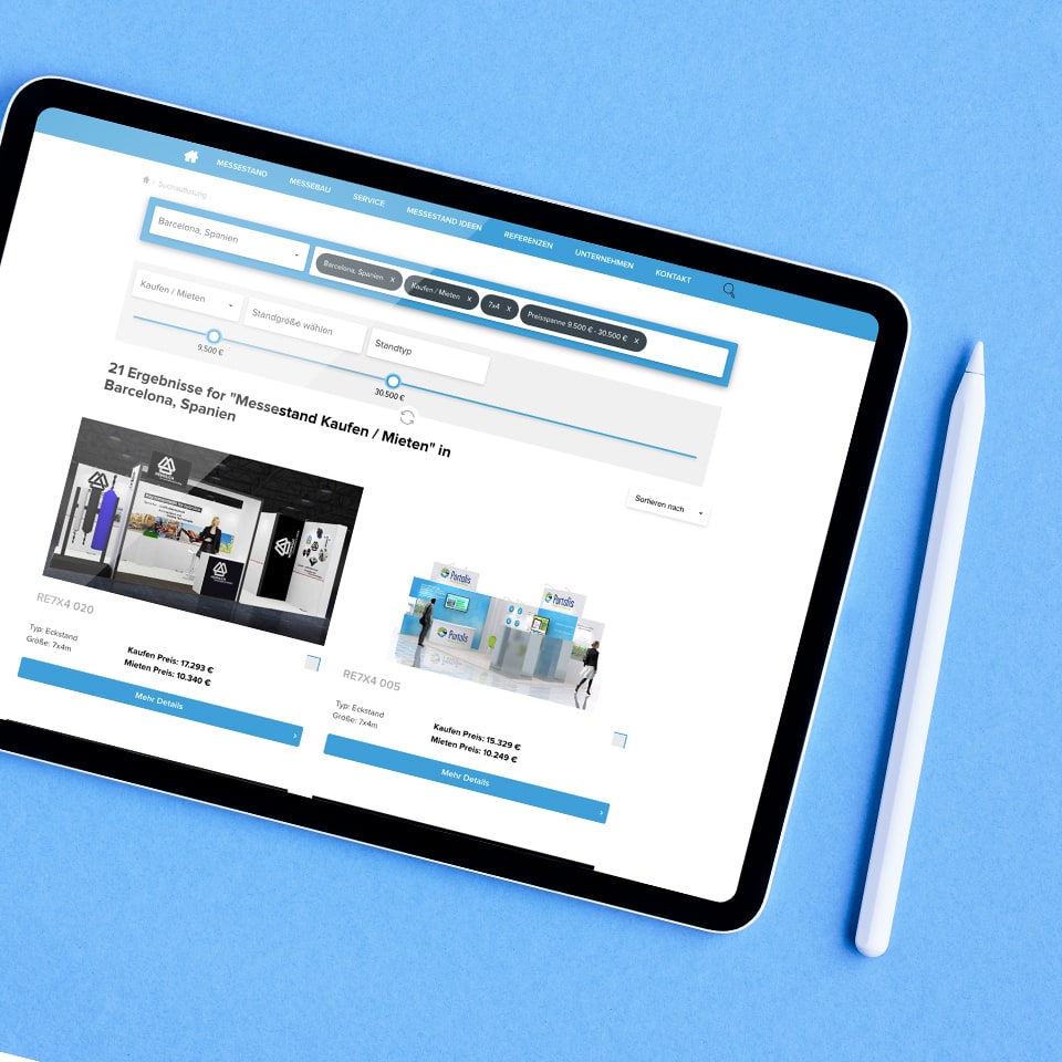 Webseiten-Relaunch mit Messestand-Produktfinder und Shopware-Shop für Expo Exhibition Stands